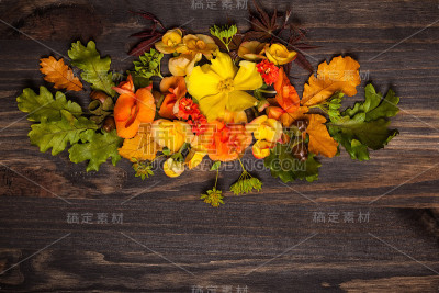 秋天的花和浆果