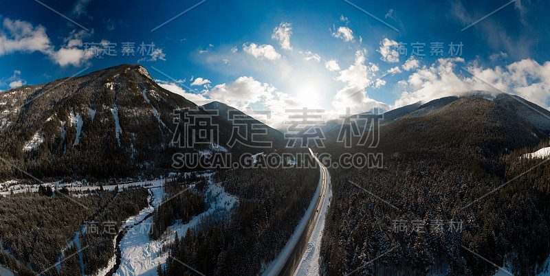 美丽的加拿大山景鸟瞰图