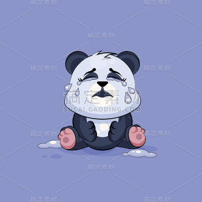 插图孤立的表情符号卡通熊猫哭了，很多眼泪