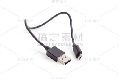 插头USB和微型USB的电缆特写端