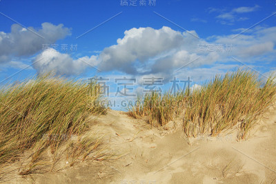 沙滩沙丘和蓝天