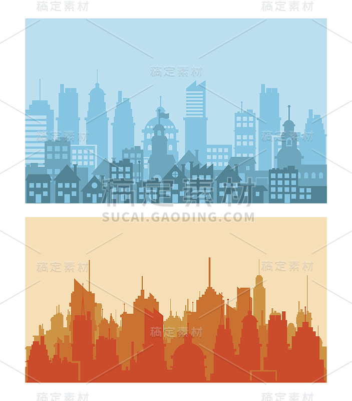 城市天际线设计，矢量插图