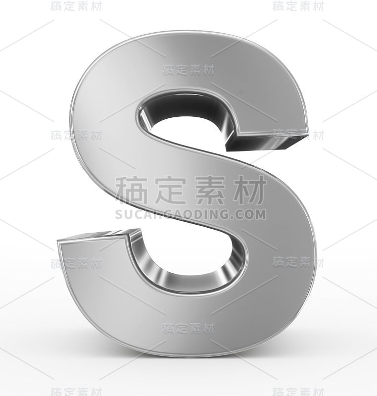 字母S 3d银孤立在白色