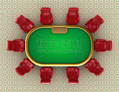 扑克桌与椅子俯视图