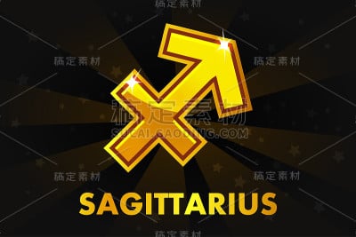 金色星座在黑色背景，黄道十二宫射手座