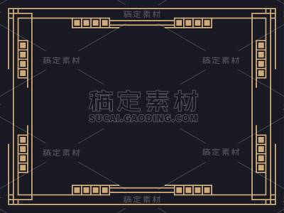 艺术装饰风格的框架。的线性边界。为邀请函、传单和贺卡设计模板。几何金色的框架。20世纪20 - 30