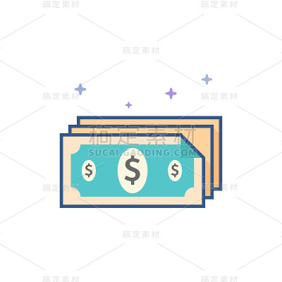 平面颜色图标-钱
