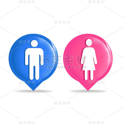 厕所图标和别针