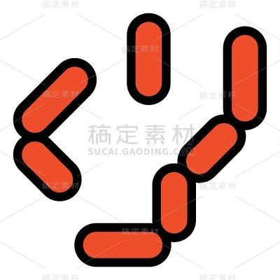 病毒或细菌矢量插图，填充样式图标
