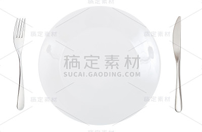 顶视图的瓷器餐盘与刀叉