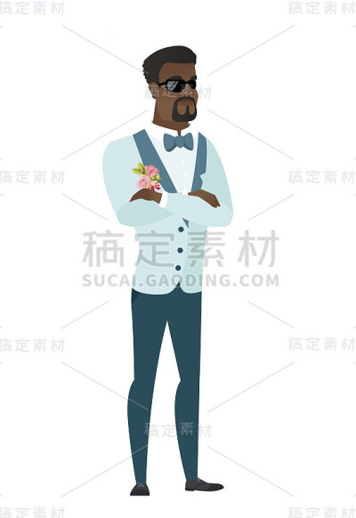 戴着墨镜的自信新郎