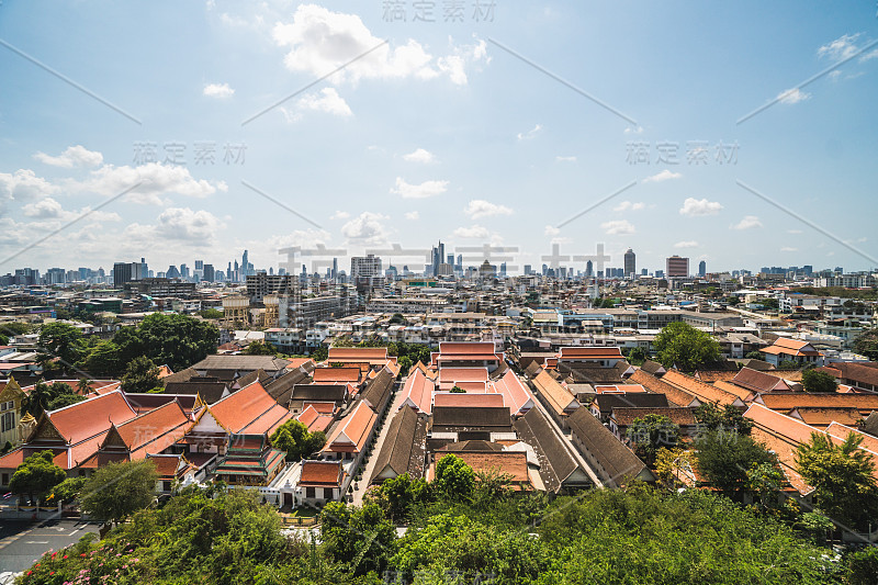 曼谷鸟瞰图从金山寺，泰国，亚洲