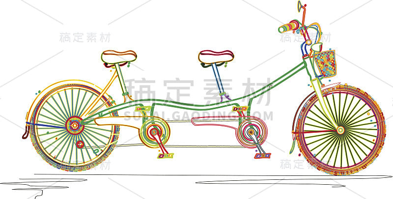 彩色双人自行车