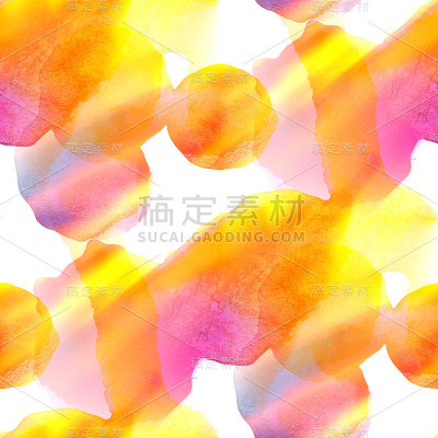 阳光水彩刷橙黄粉抽象艺术作品
