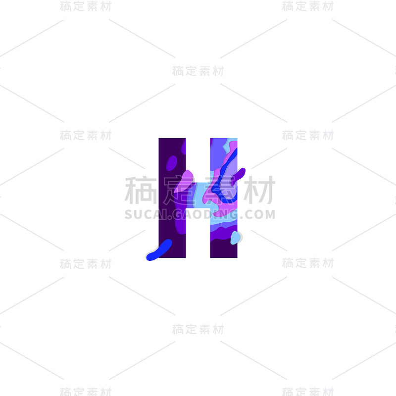 剪纸字母H.逼真的3D多层剪纸效果隔离在白色背景。彩色字符的字母字体。