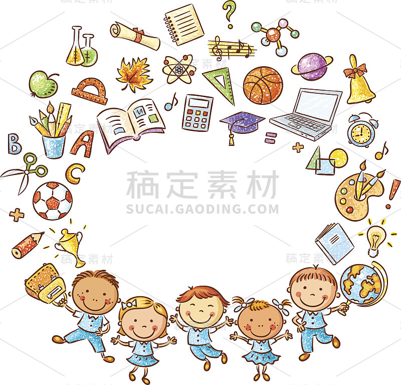 学生和学校的东西相框