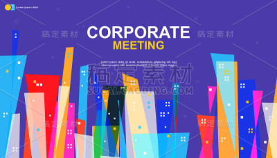 抽象的封面设计。商业背景。丰富多彩的元素。宣布会议。会议设计模板。张贴商务会议横幅。矢量插图。