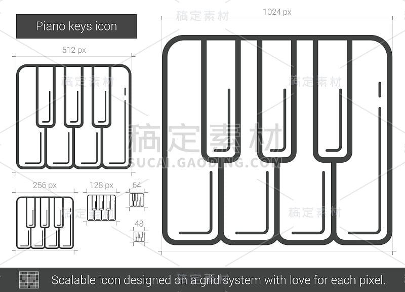 钢琴按键线条图标
