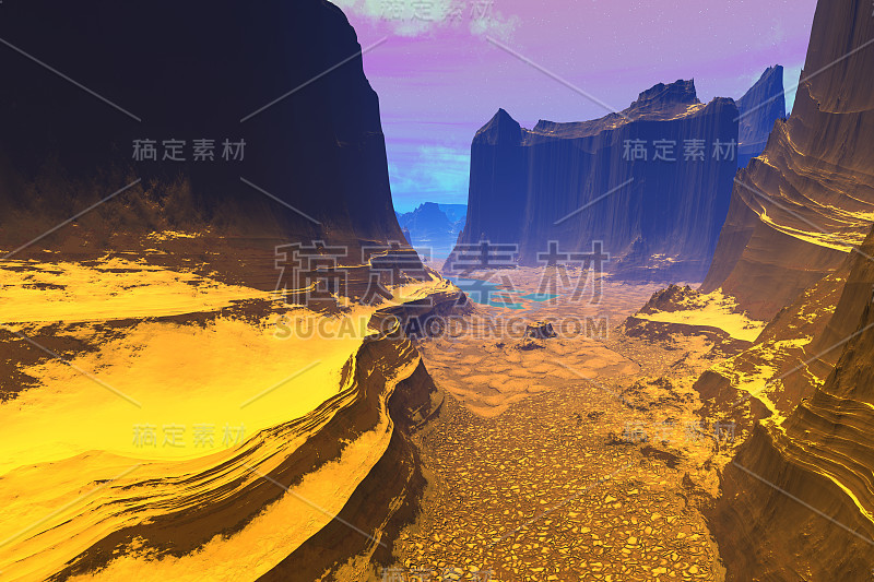 Alien Planet. Mountain. 3D rendering