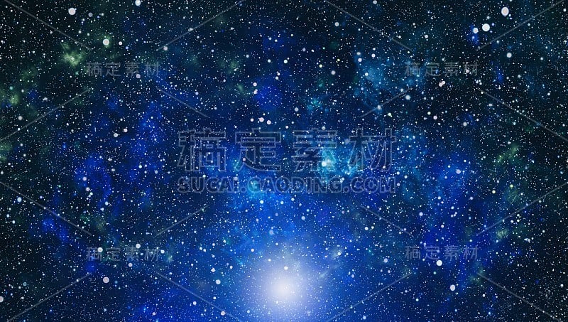 满是星星的黑暗夜空。外太空中的星云