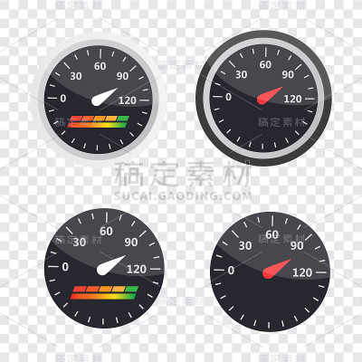 进度指示图标。信用评分指标和指标向量集。分数矢量图标