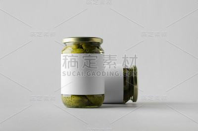 腌黄瓜罐模型-两罐。空白标签。