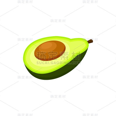 半牛油果卡通矢量插图