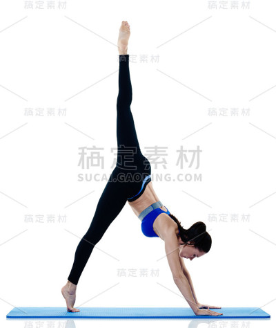 女性健身普拉提运动孤立