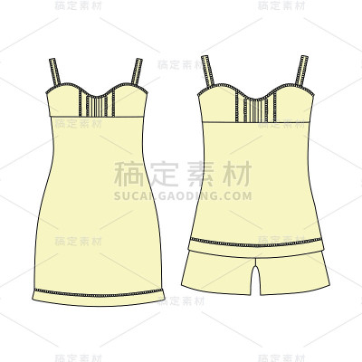 睡衣。短裤和顶部。的衣服。女人的家居服。