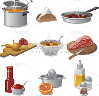 烹饪食物图标套装