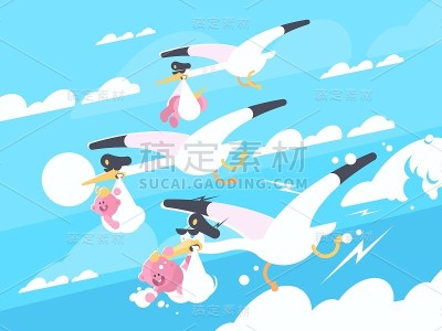 鹳用喙衔着婴儿