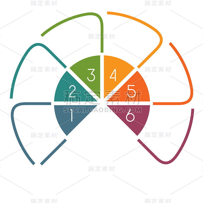 信息图半圆模板彩色线条与文本区域