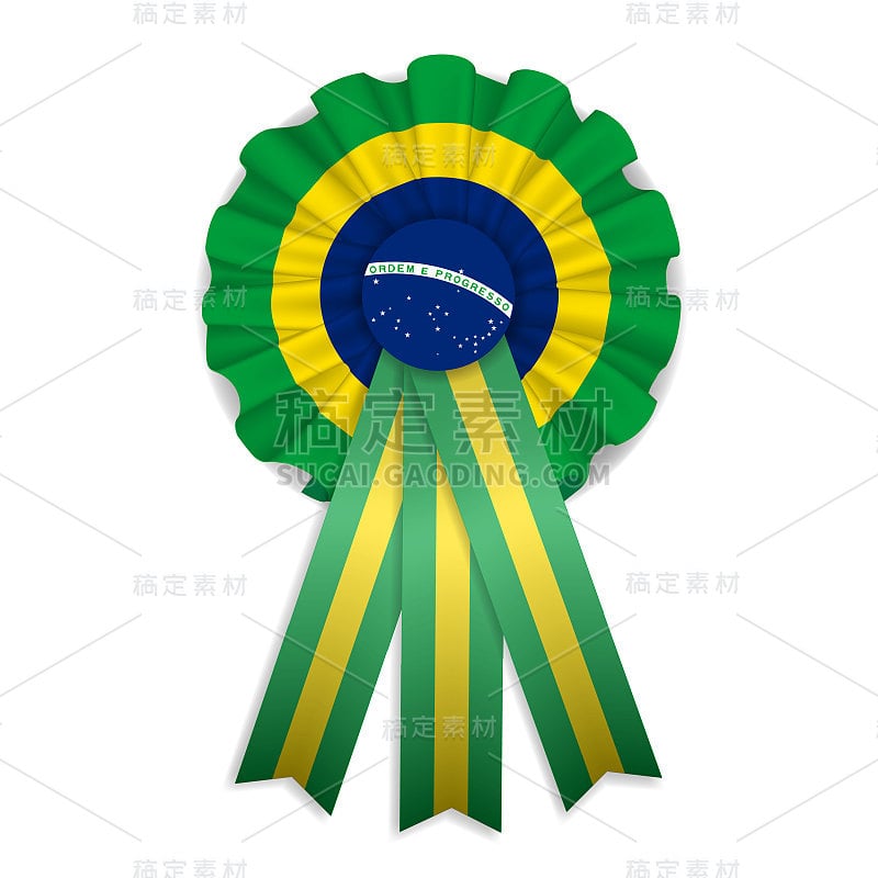 Brazilian isolated cockade. green, yellow and blue