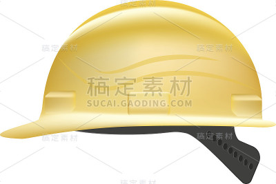 黄色安全帽在白色背景下隔离。矢量图