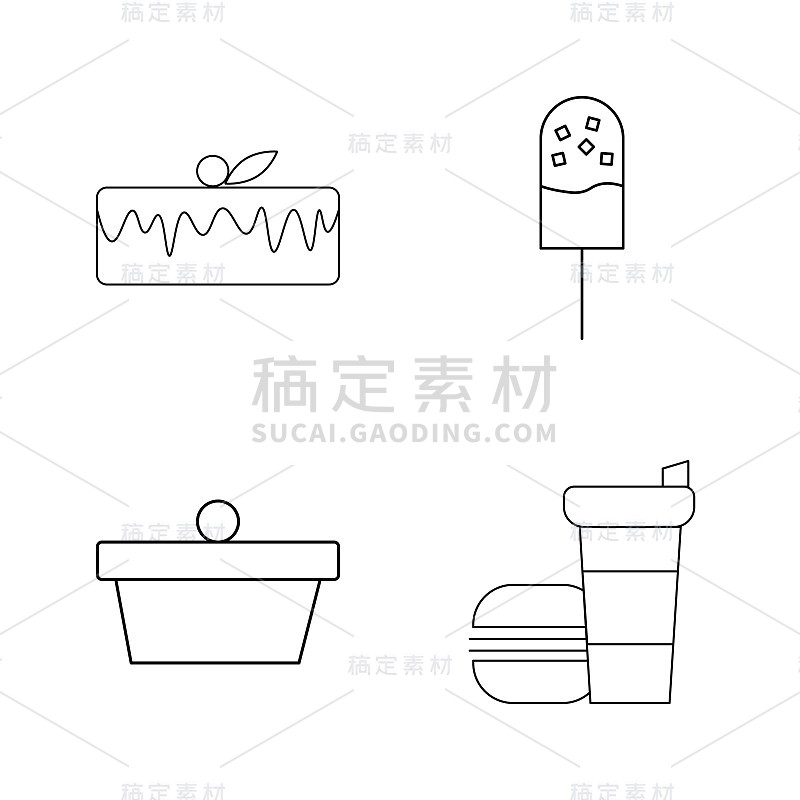 食物和饮料线性图标设置