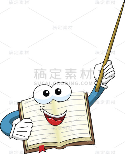 书吉祥物教学棒孤立