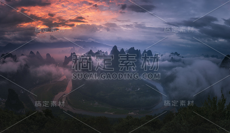 美丽的中国山水，在中国桂林旅游