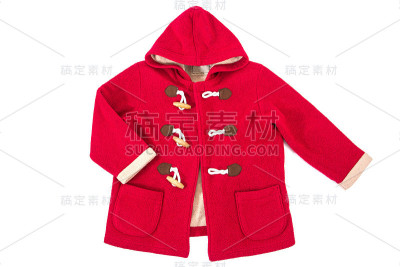 红色儿童夹克孤立在白色背景。圣诞节夹克孤立