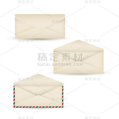 矢量打开复古长信封