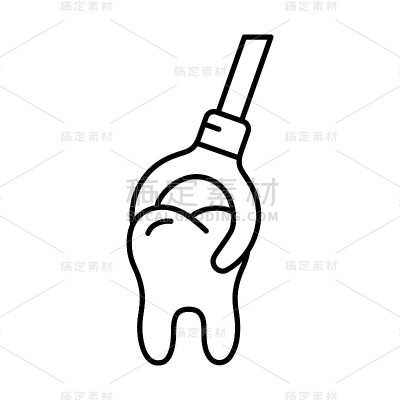 移除病变的牙齿。黑色的线性图