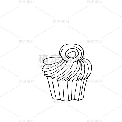 奶油蛋糕甜点。矢量图