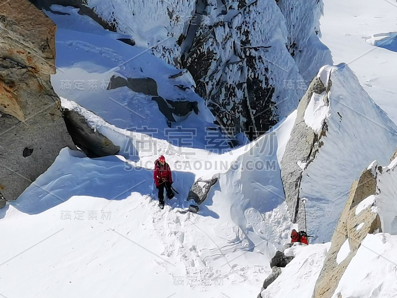 Chamonix Aiguille du midi法国勃朗山山脉滑雪滑雪板滑雪板