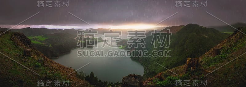 塞特Cidades双火山口湖