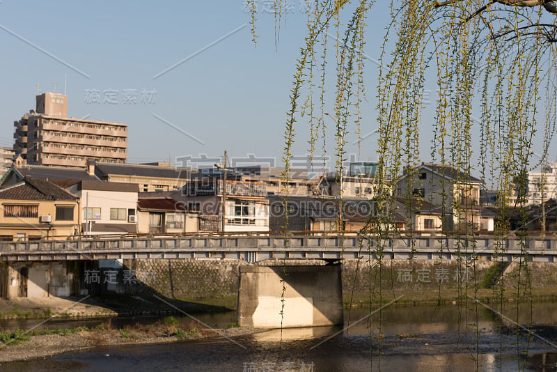 加茂河景-日本京都-石门大桥