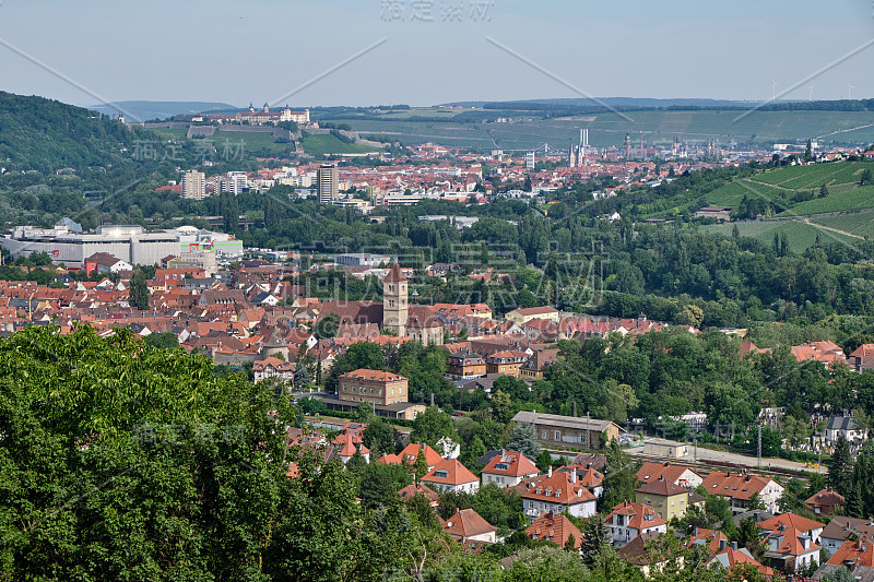 美丽的风景到城市Würzburg