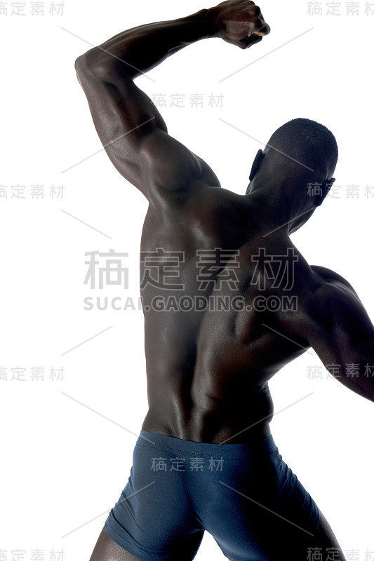 一个黑人运动员的背部肖像