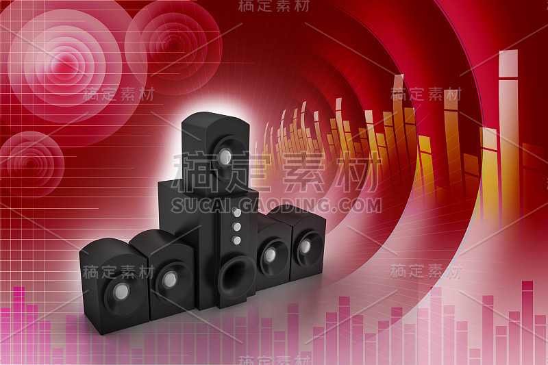 一对黑色高光泽音乐扬声器