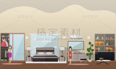 房屋清洁概念矢量平面插图