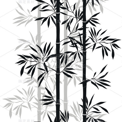 竹叶背景。花的无缝纹理与叶。