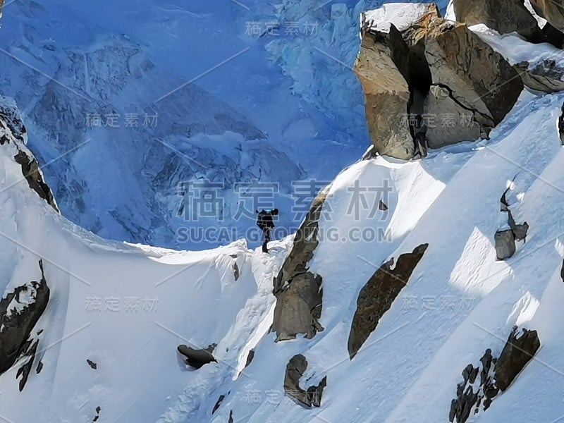 Chamonix Aiguille du midi法国勃朗山山脉滑雪滑雪单板滑雪